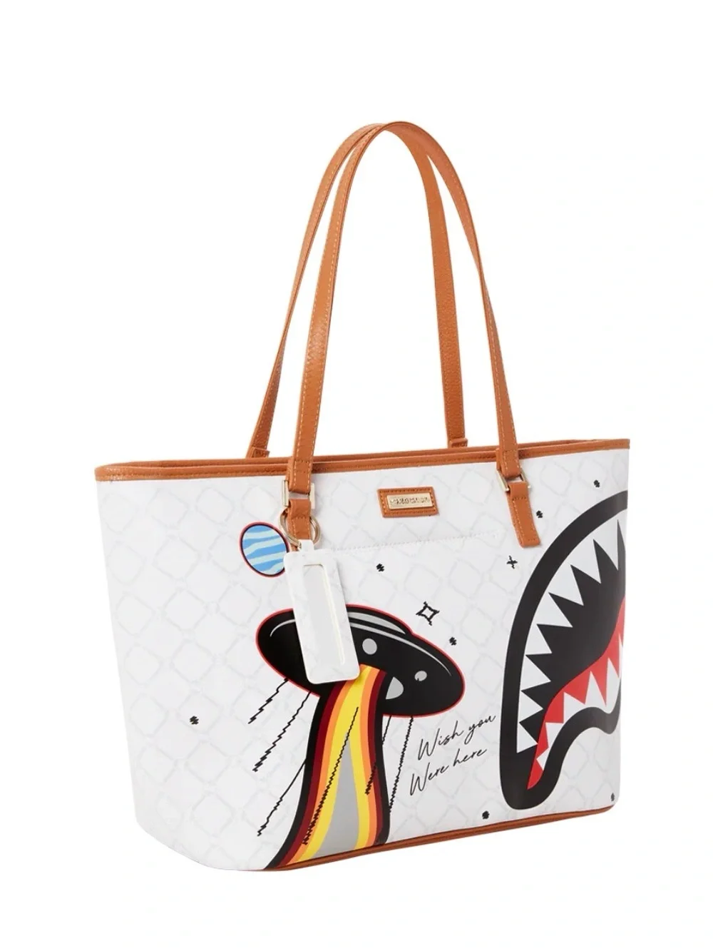 Sprayground White Tote UFO FLYING COLORS TOTE